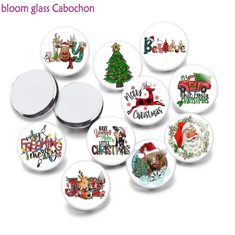  Christmas Joy Round Photo Resin Glass Cabochon  Demo  Flat Back Making Findings  S7510