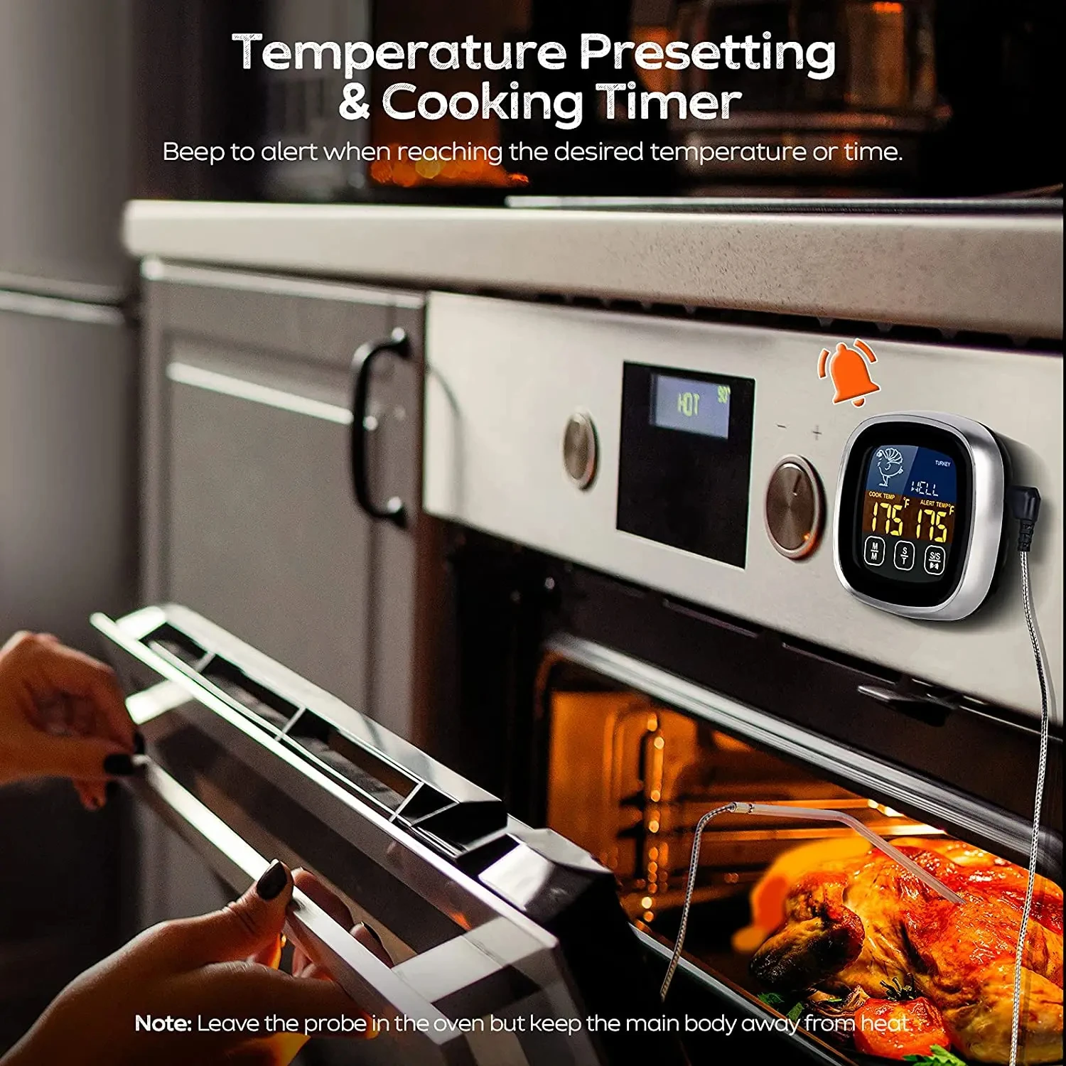 HOMEFISH Digitales Fleisch-Küchenthermometer aus Edelstahl, wasserdicht, Fleischtemperatur-Thermometer-Sonde für Ofen, Kochen, BBQ – Detail 9