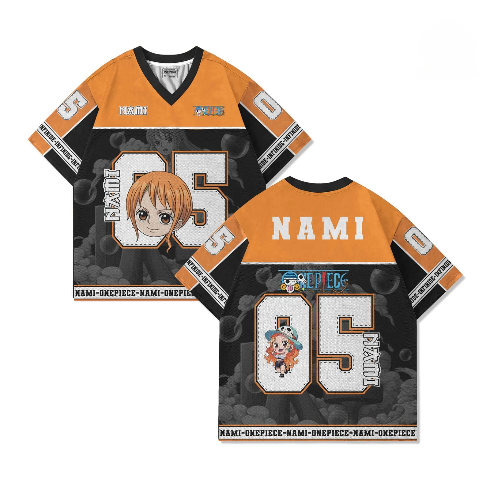 05 Jersey de una pieza NAMI Anime Y2k estilo coreano Kpop béisbol Hockey camiseta moda ropa de calle Anime diario Unisex Tops camisetas