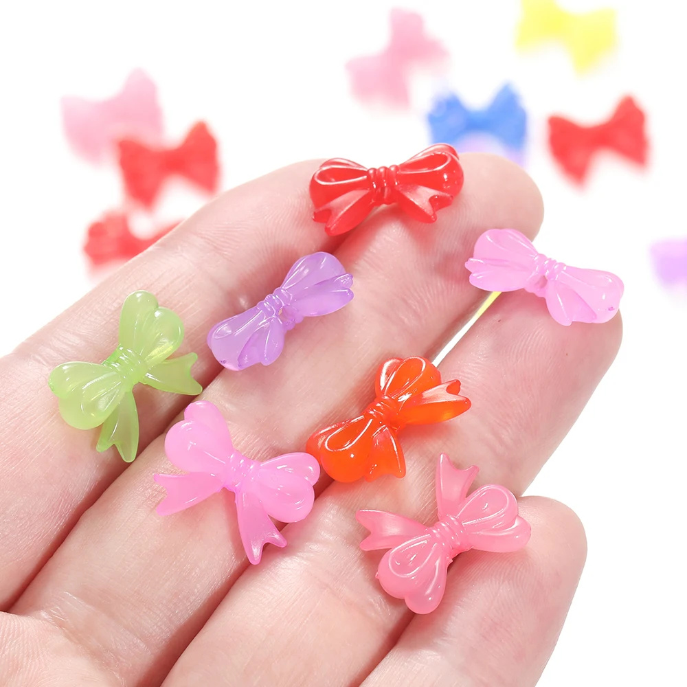 20/30pcs 14*18mm Multicolor Acrylic Bowknot Shape Loose Spacer Beads for Diy Handmade Necklace Jewelry Making Accessories