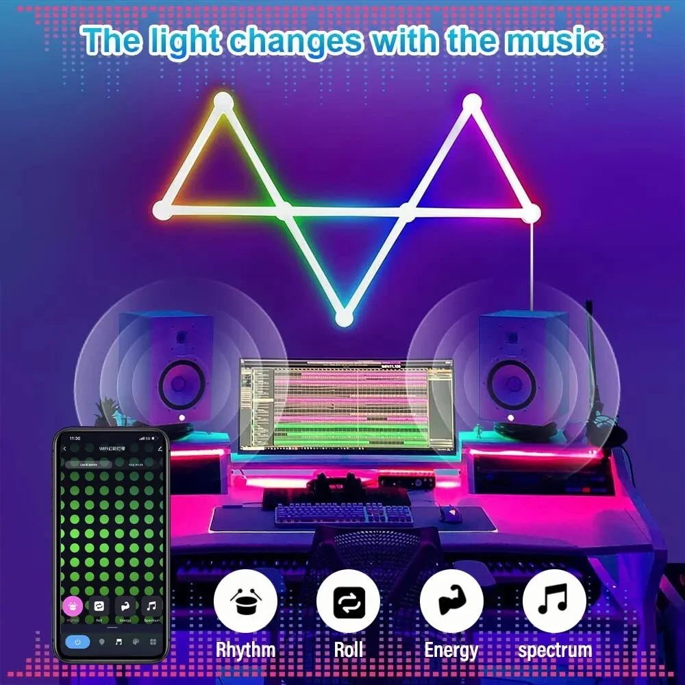 WIFI LED Slimme Wandlamp RGBIC Light Bar DIY Atmosphere Night Light APP Muziek Ritme TV Backlight Slaapkamer Game Room Decoratie