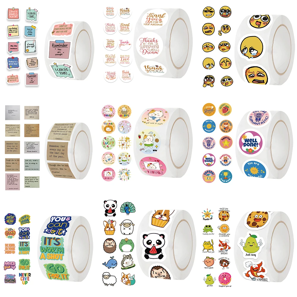 500 sztuk/rolka naklejki z nagrodami dla nauczycieli z kreskówek zwierząt dla dzieci, naklejka dekoracyjna na imprezę do domu w klasie szkolnej