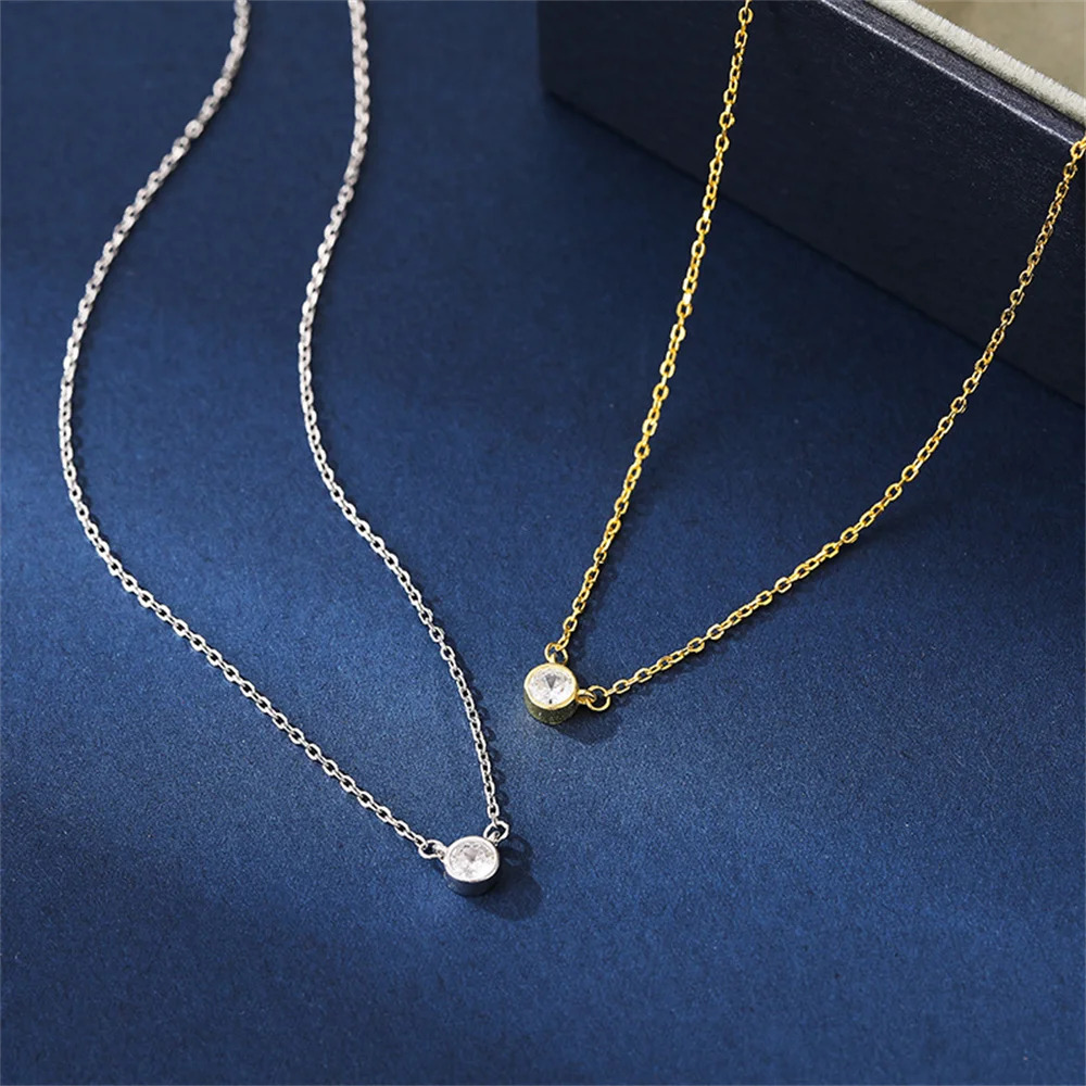 

Корейское серебряное женское ожерелье S925, одинарный циркон, нишевая минималистичная крутая цепочка на ключицу