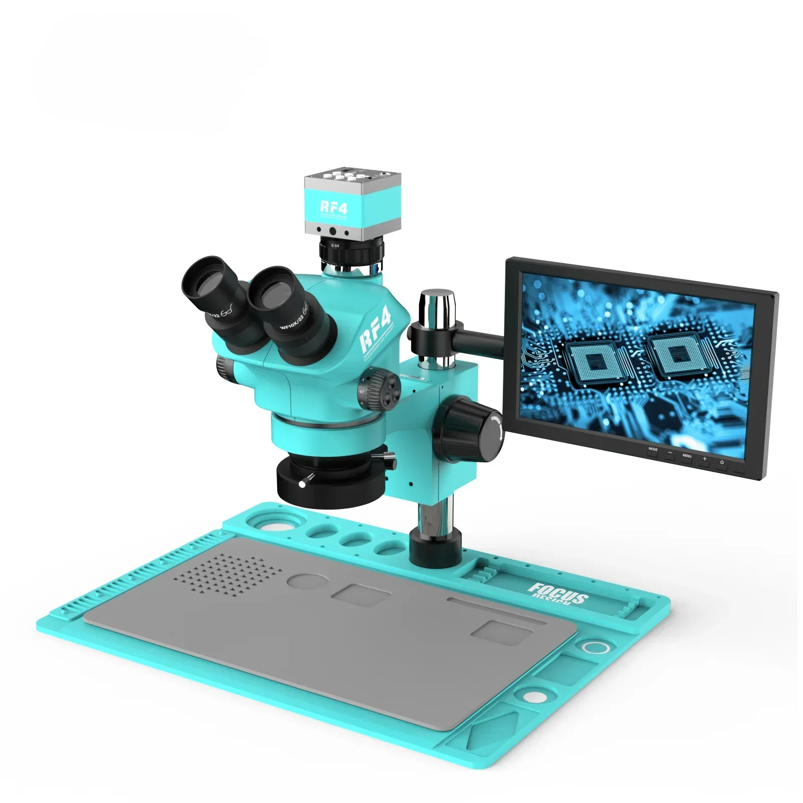 Trinocular Zoom Electronic  Microscope with 2K Camera 10 Inch  Mobile IC Chips Repair