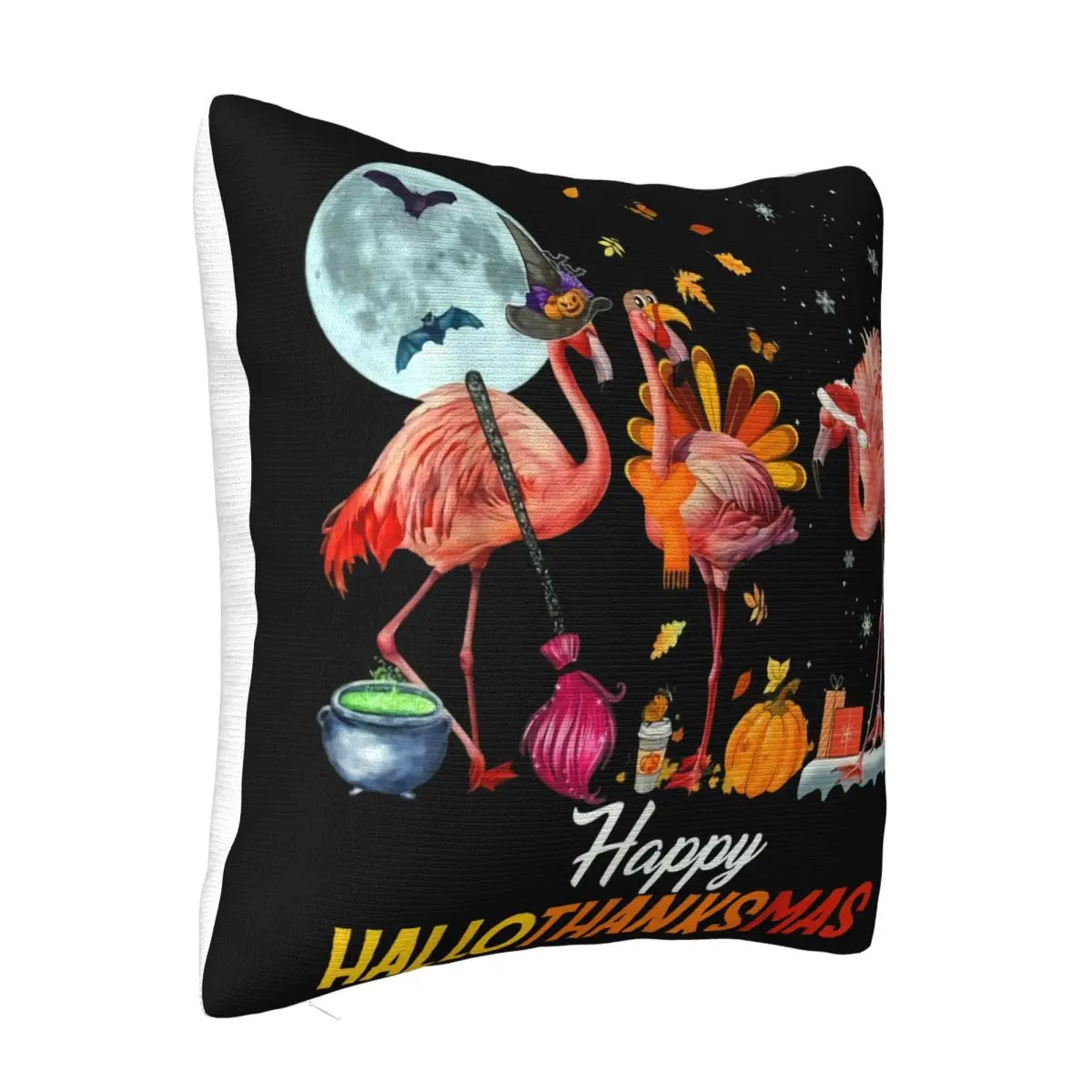 Happy Hallo Thanks Mas Flamingo Moon Pumpkin Halloween Gift Idea New Famous Cartoon Selling Selling Pillow Case