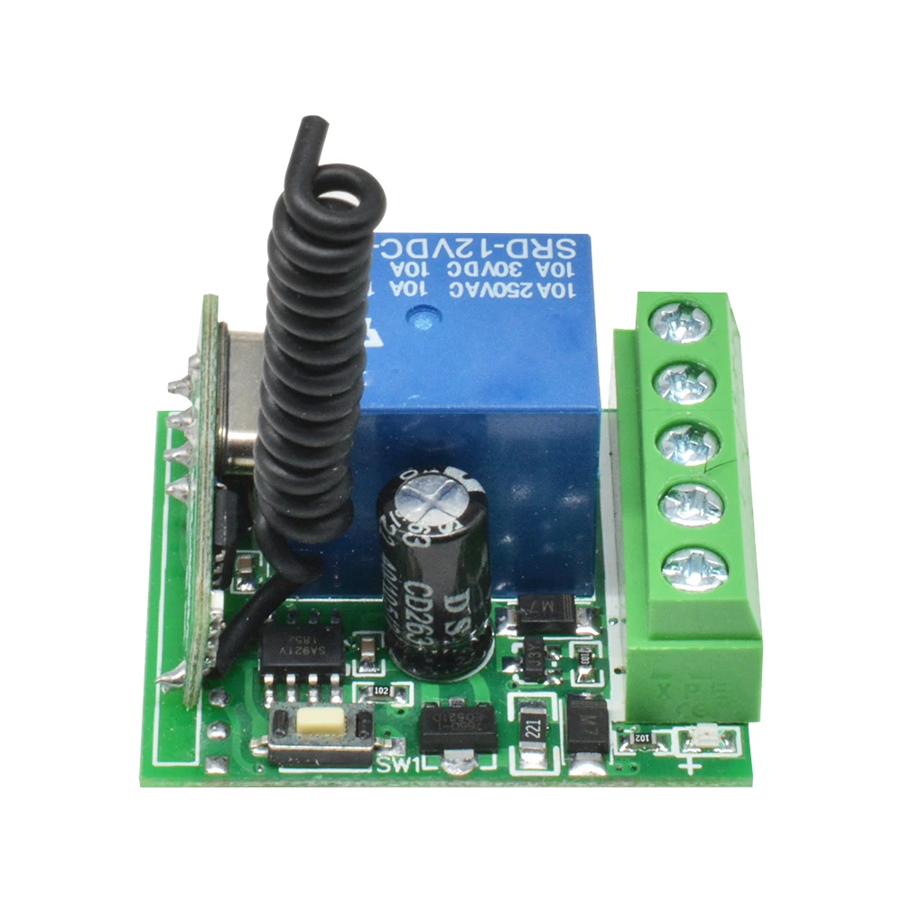 DC12V 10A Relay 1 CH Wireless RF Remote Control Switch Transmitter with Receiver Module 315MHz 433mhz LED Remote Control