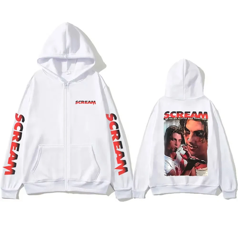 فيلم الرعب الصراخ بيلي لوميس الجرافيك قلنسوة بسحاب الرجال النساء القطن زمم سترة روك خمر الخريف الشتاء زمم هوديس #4