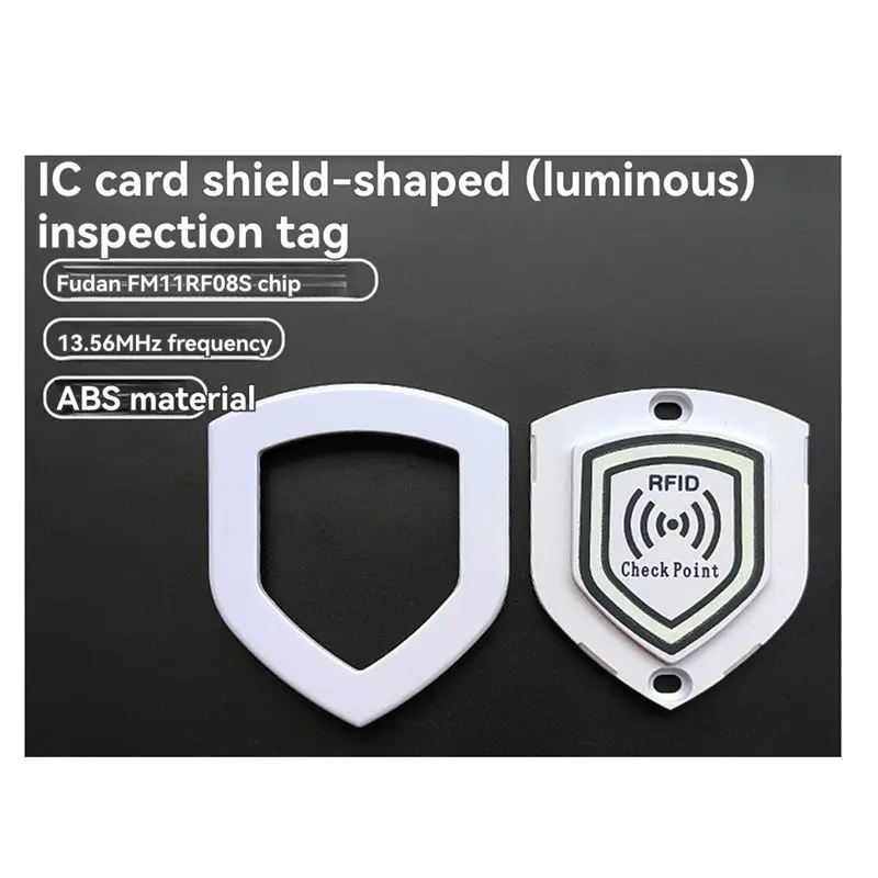 AB25-10 Pieces RFID Patrol Point Card 13.56Mhz FM11RF08 Anti-Metal 70X60mm Luminous Shield Inspection Tags For Security