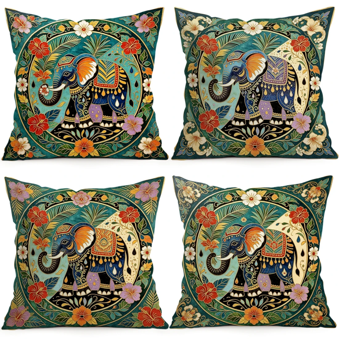 Thai Style Elephant Pillowcase Printed Polyester 40/45/50cm Throw Pillowcover Decorative Sofa Cushion Pillowslip Home Decor