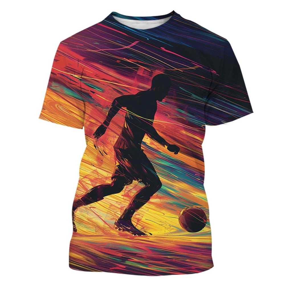 

New Fashion Sports Cool Men's 3D Printed T-Shirt Street Casual and Comfortable Round Neck Top Football Patterns Kids T shirt