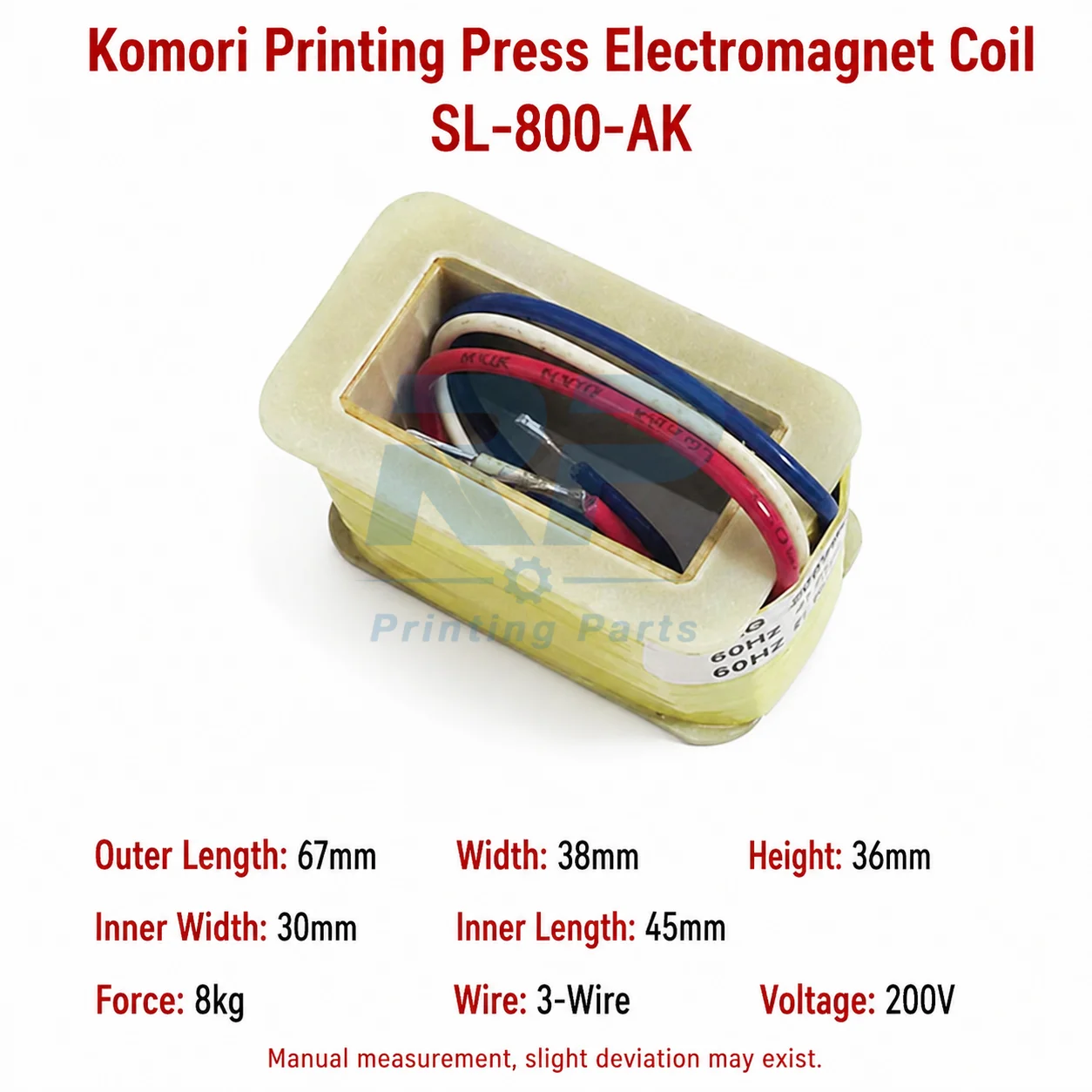 Compatible Komori SL800 L300 K300 AS20 Electromagnet Coil Impression Front Lay Feeder 3KG 8KG 3-Wire 200V Offset Press Parts