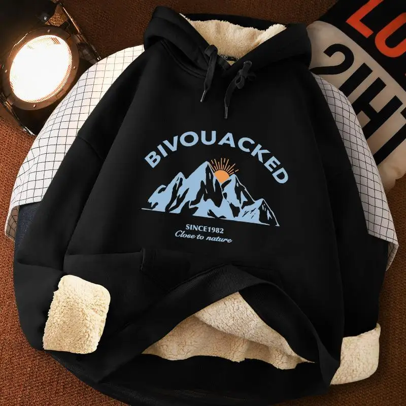 Korean Casual Coat Clothes Women Hoodie Black Sweatshirt Cartoon Harajuku Dream Car Bread Sunrise Print Pullover Fleece Female