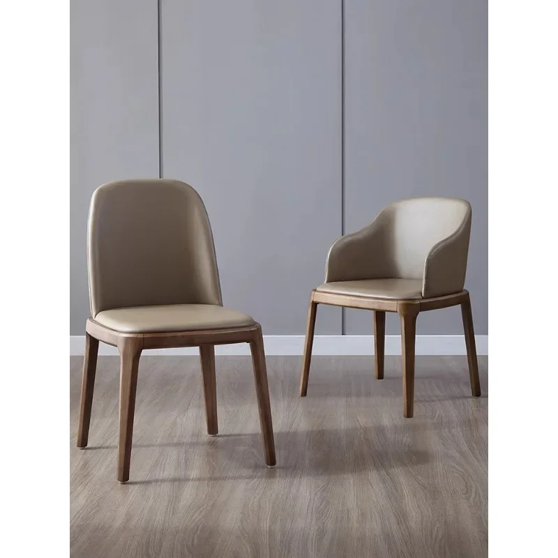 

Home dining chair Modern simple home Nordic restaurant Solid wood light luxury chair Backrest stool Leisure