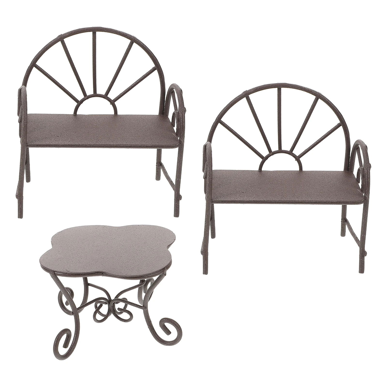 

Creative Miniature Furniture Set Dollhouse Living Room Table Chairs Vintage Style Decorative Kids Room Accessories Fairy Garden