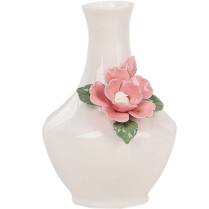 Handheld Flower Ceramic Small Vase Holiday Gift Home Living Room Office Tabletop Atmosphere Decorative Ornament Minimalist Style