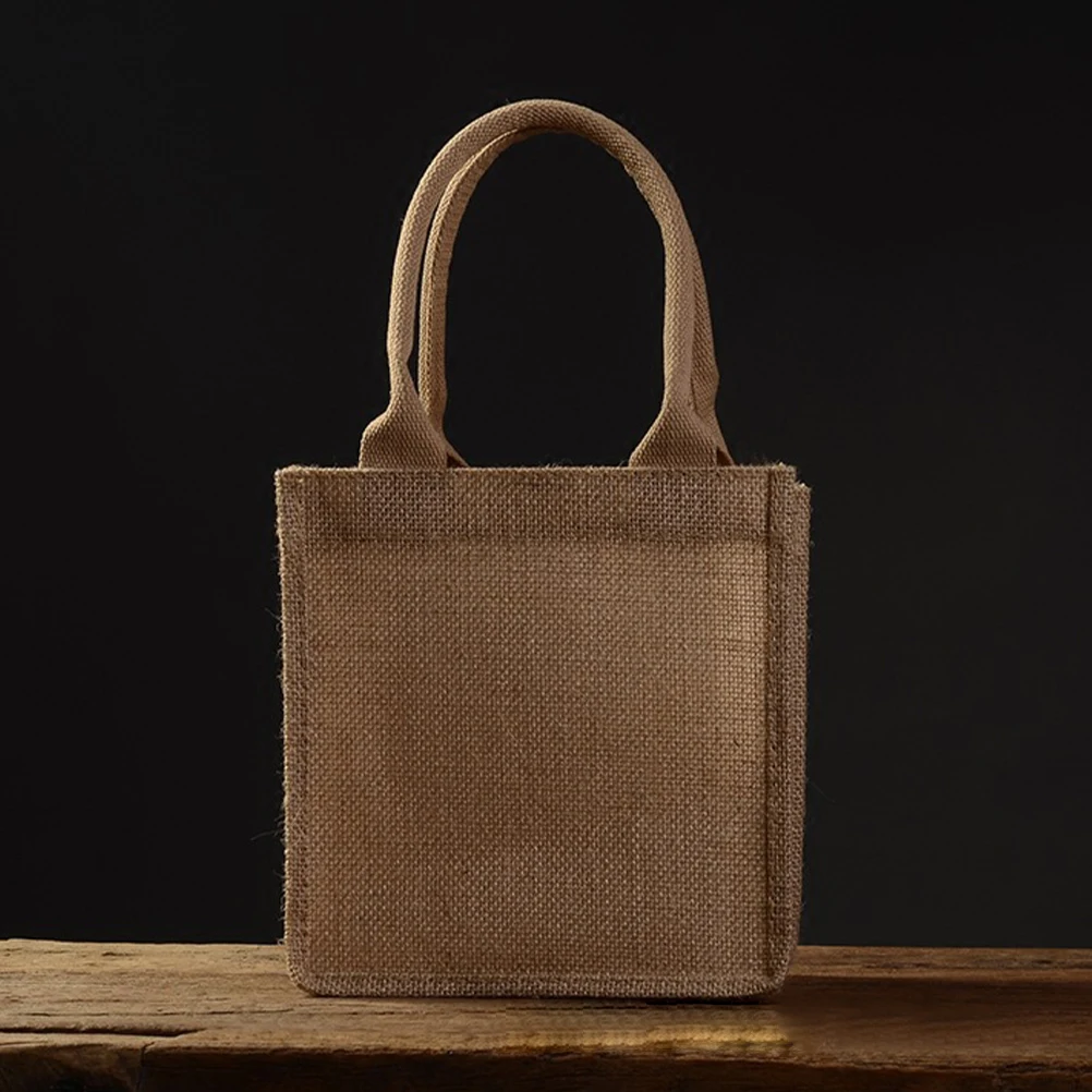 

Eco-Friendly Jute Tote Bag Reusable Burlap Shopping Tote With Handles Lightweight For Wedding Diy Fabric Carry Bag