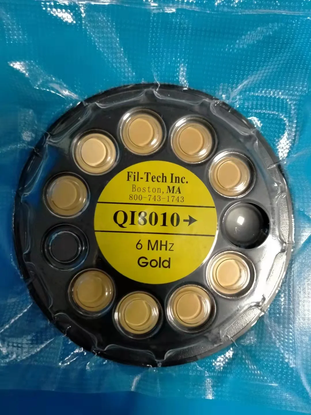 QI8010 Coated Crystal Oscillator Fil-Tech Gold Electrode Crystal Control Chip 6MHz Crystal Chip Gold Plated Induction Film