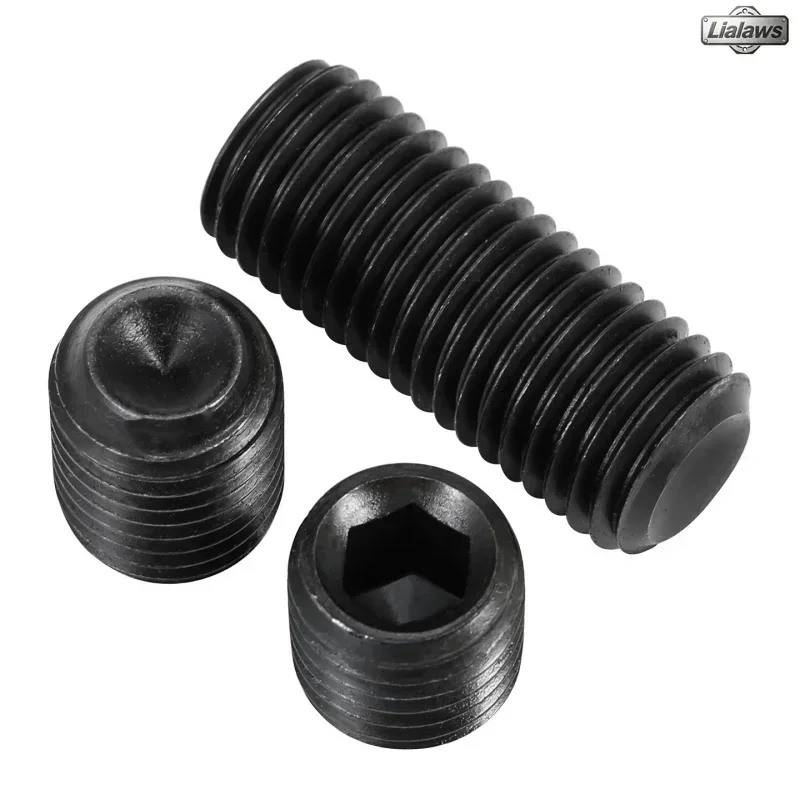 20~50pcs 12.9 Grade Steel Black Hex Hexagon Socket Allen Cup Point Grub Headless Bolt Set Screw M1.6 M2 M2.5 M3 M4 M5 M6 M8