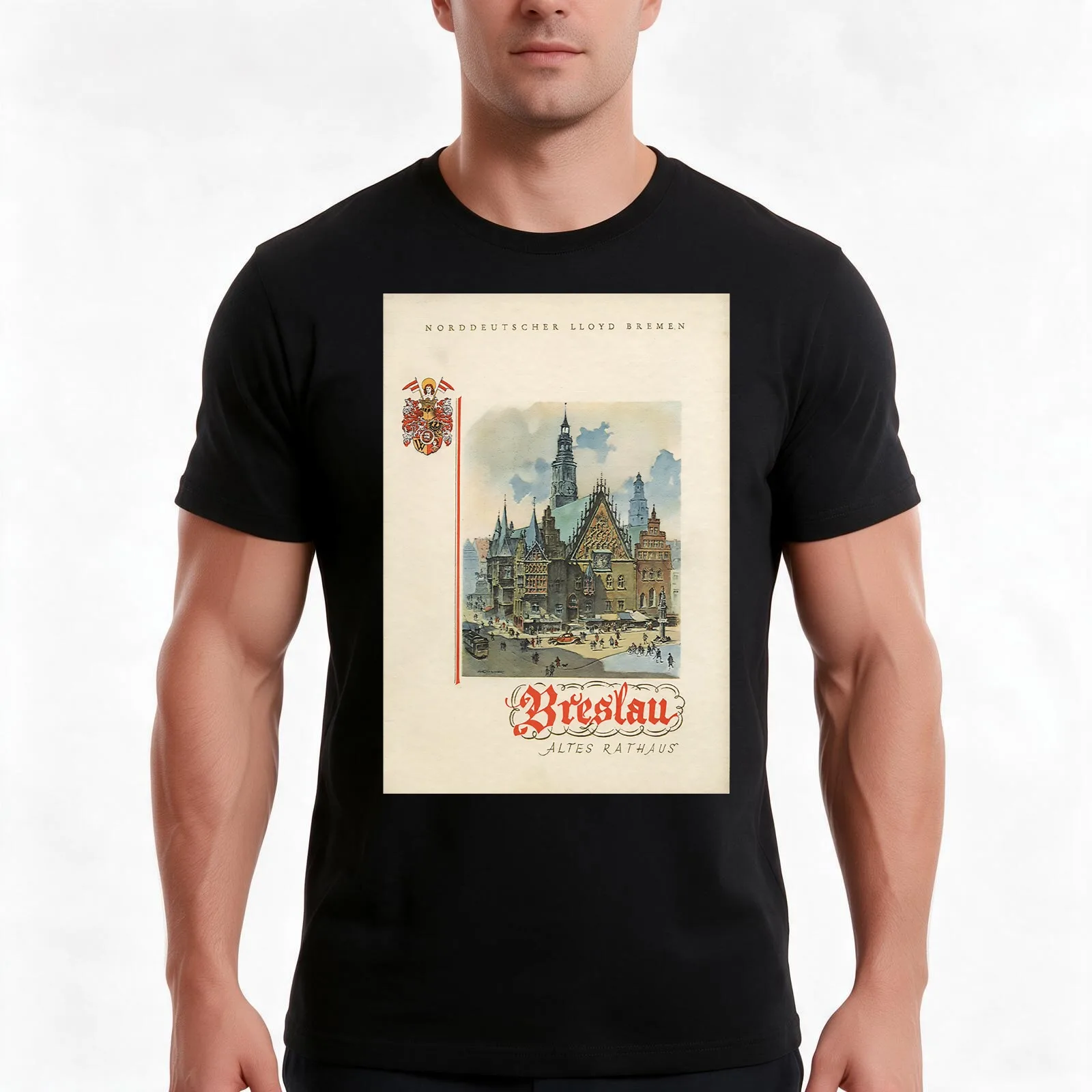 Breslau, Germany: Old City Hall T-Shirt, Summer Casual Cotton Tee, Oversized Streetwear Tops, Vintage Graphic Print, 100% Cotton