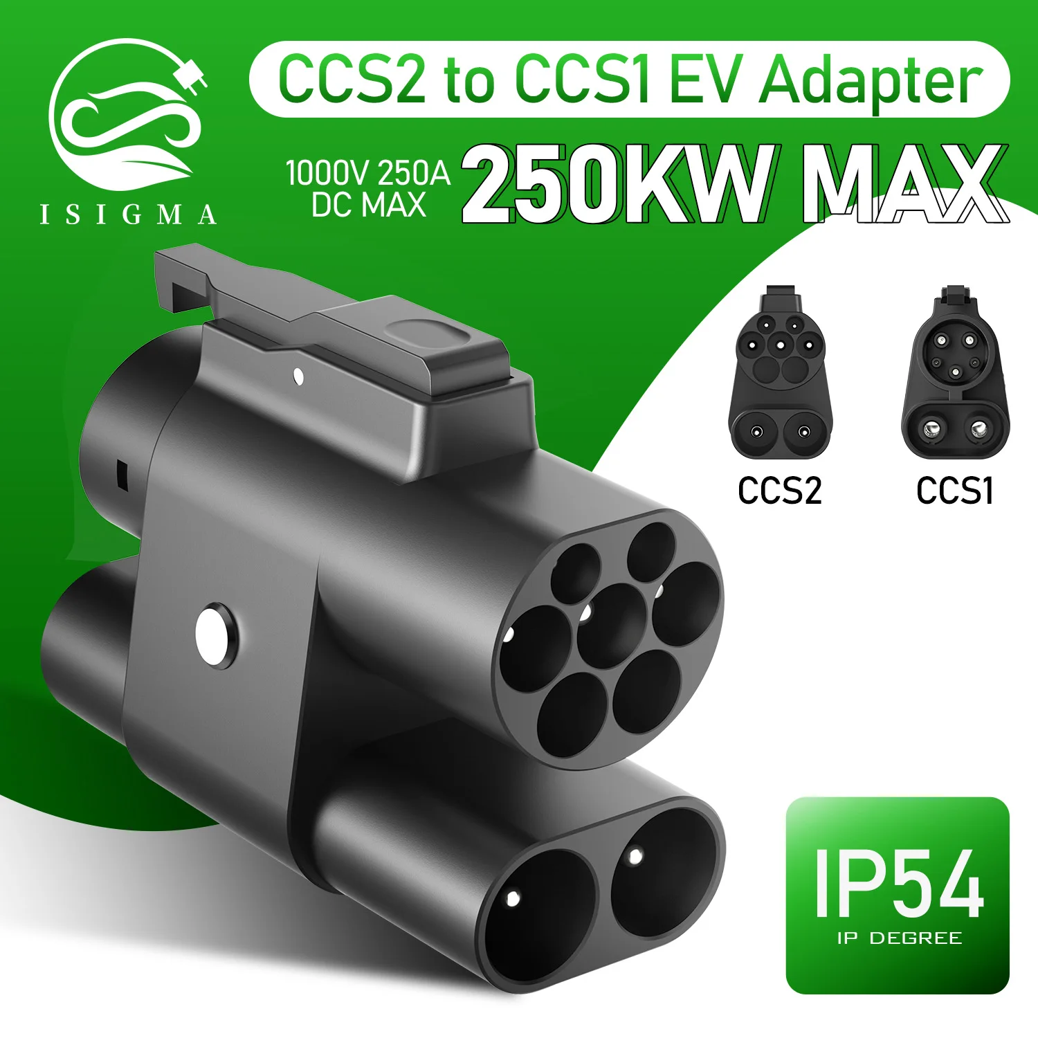 

Адаптер для зарядки электромобилей ISIGMA EV: быстрый конвертер CCS2 в CCS1 (AC/DC) для электромобилей от общественных зарядных станций CCS2
