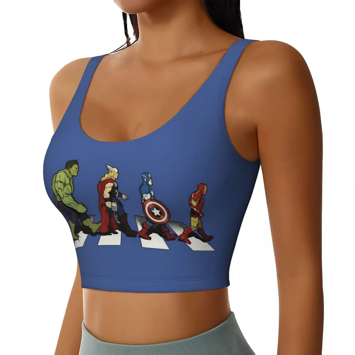 Custom Iron Man Walking Workout Crop Tank Tops Women Yoga Sports Bras