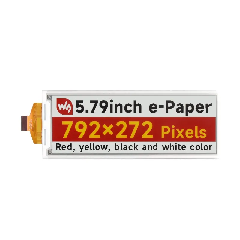 Waveshare 5.79inch e-Paper display (G), e-ink display, 792x272, Red/Yellow/Black/White, SPI Interface