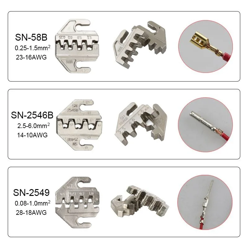 Imagem -03 - Alicadores de Pressão a Frio para Eletricista Série sn Jaw Ferramenta Manual Plug Spring Sn2549 2546b 58b 48b 28b