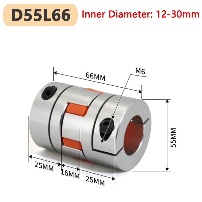 

1pc D55L66 Eight Jaws Coupler D55 L66 Aluminum Plum Flexible Spider Coupling Motor Connector CNC Elastic Coupling Bore 12-30mm