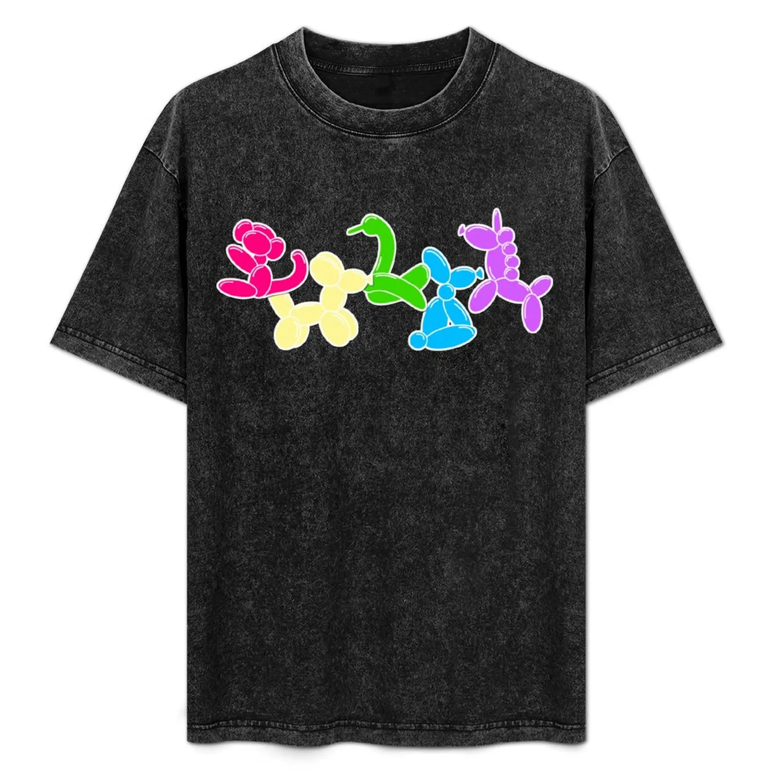 

Classic Balloon Animals on Black T-Shirt Plus Size Basic Short Sleeve Top