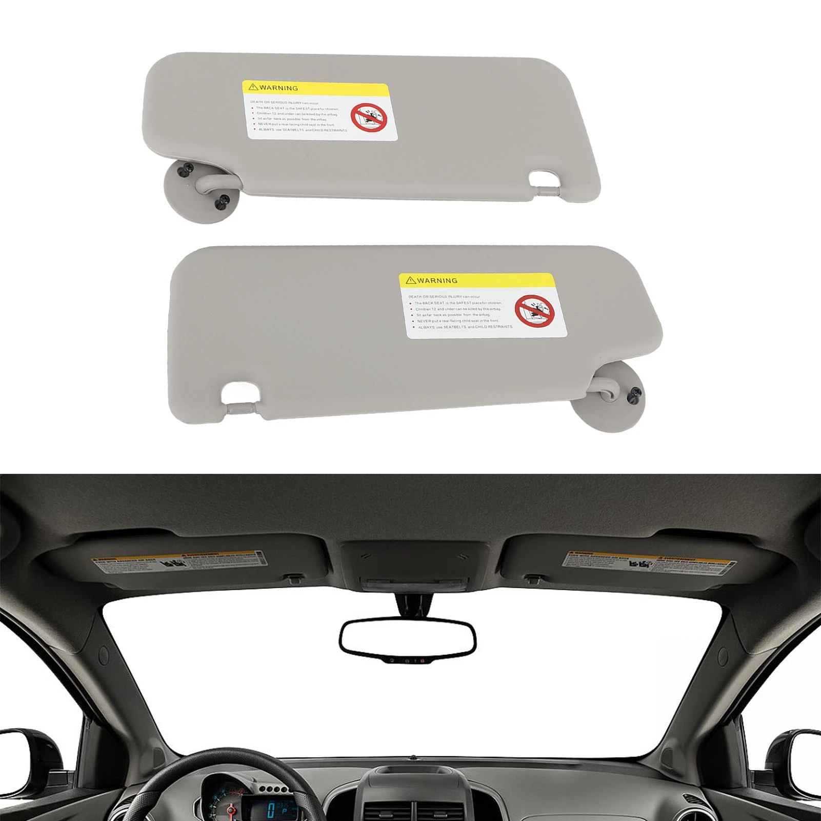 1 Pair Sun Visor Left Right Sun Visor with Mirror Replacement for  Aveo 2012 to 2020 Grey Sun Visor Sun Visor Sunshade view 2