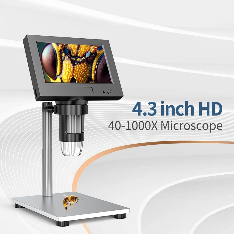 4.3‘’ Digital Microscope 1000X Zoom HD Electronic Microscopes Camera Magnifier for Soldering Phone Repair Microscope