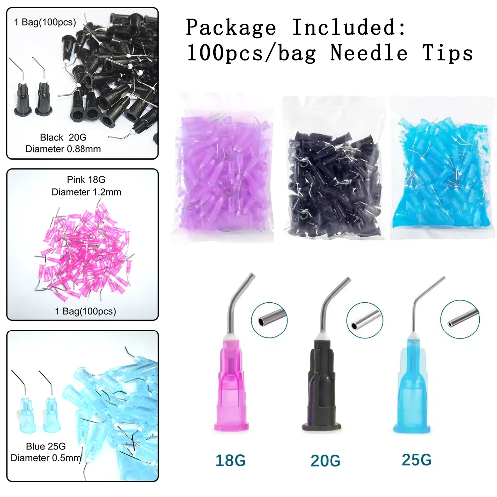 100 Pcs Dental Tips for Resin Dispensing Acid Etching Bracket Bonding Ortho Tools Compatible with Standard Syringes