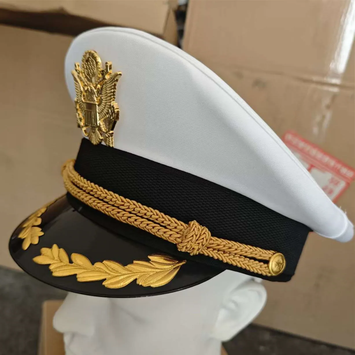White Captain Sailor  Caps With Anchor Hat Eagle For Fancy Cosplay