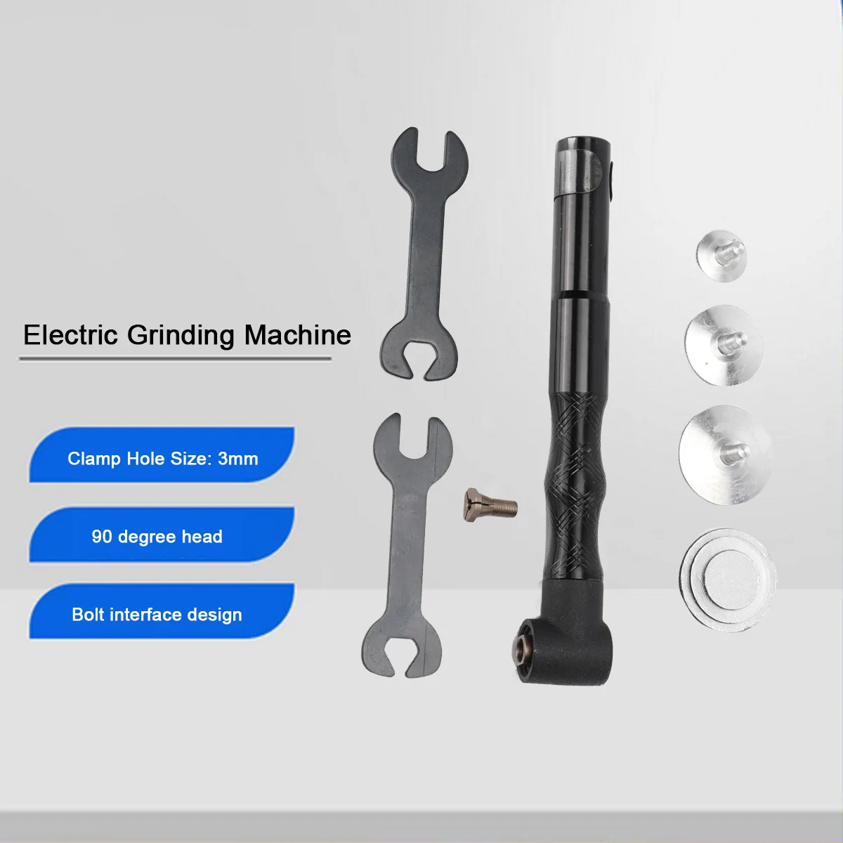 1 세트 90도 핸드 피스 + 드릴 척 그라인더 용 스테인레스 샤프트 전기 90도 팔꿈치 그라인더 핸들 연삭기