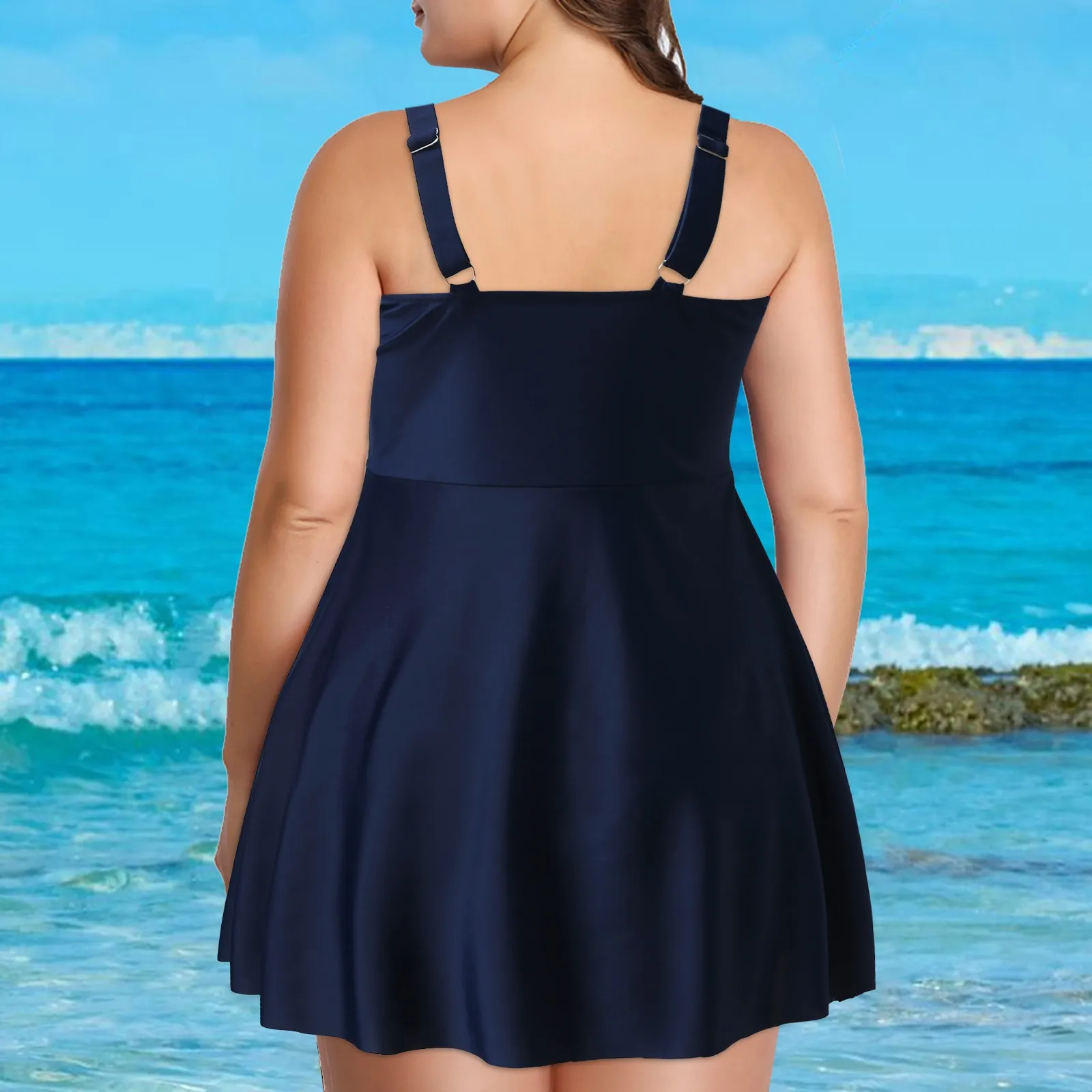 Sexy New Two Piece Swimsuit Women Swimwear Bathing Suits Beach Wear Summer Swim Suit Solid Swim Dress With Bottom Shorts