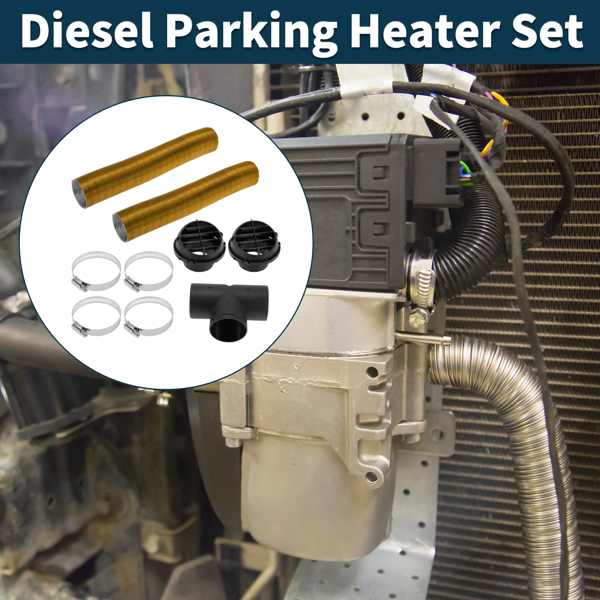 

UXCELL 60 мм диаметр 80 см комплект канала обогревателя автомобиля для дизельного обогревателя золотистого тона