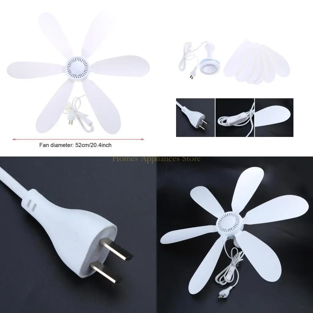 D0AB speed 220V 20W6 Flabellums Ceiling Fan 20.4in quiet Hanging Fan with Switch