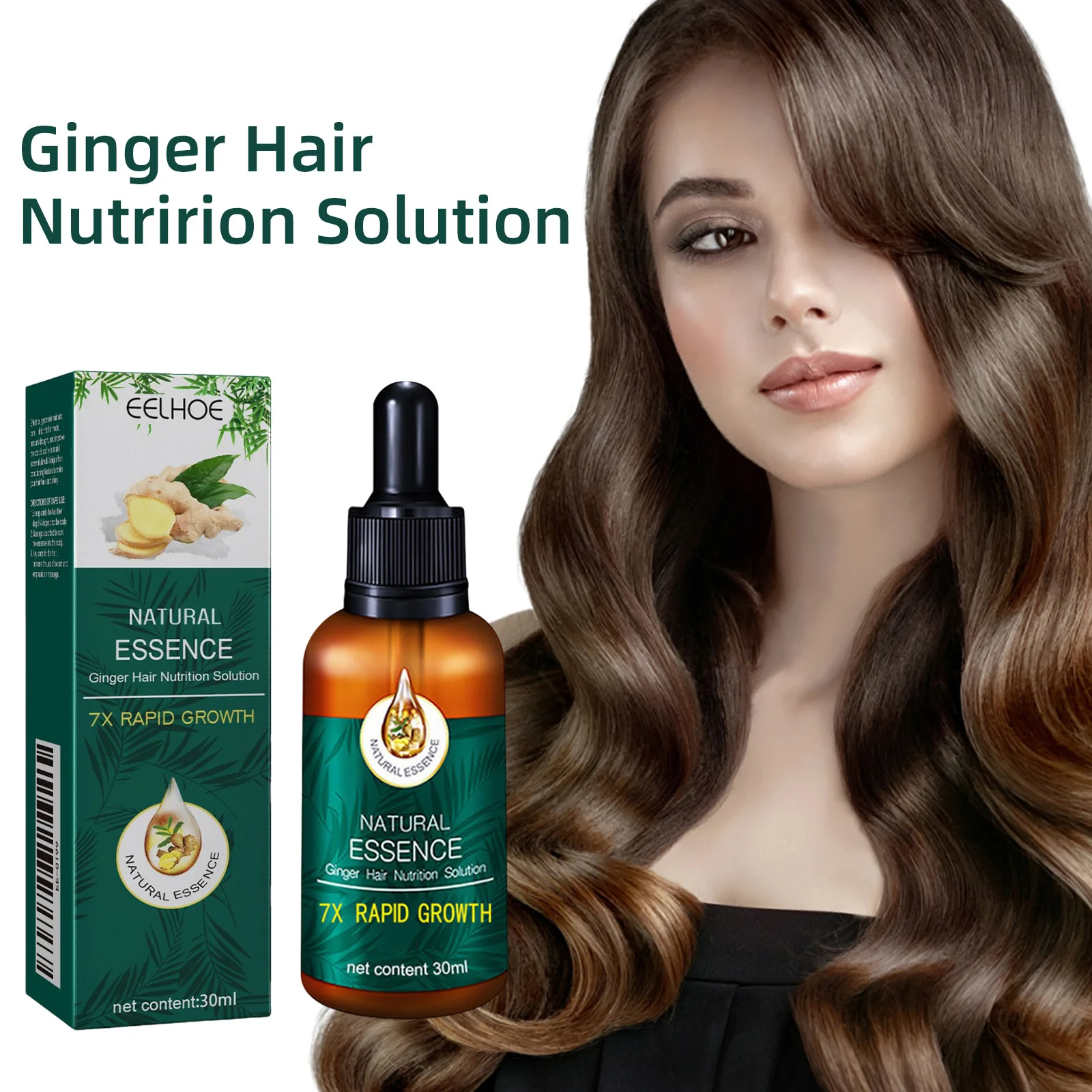 EELHOE Ginger Oil for Hair Growth Stimulator Anti Baldness Moisturizing Hair Thinning Hair Building Fibers Hair Care Products