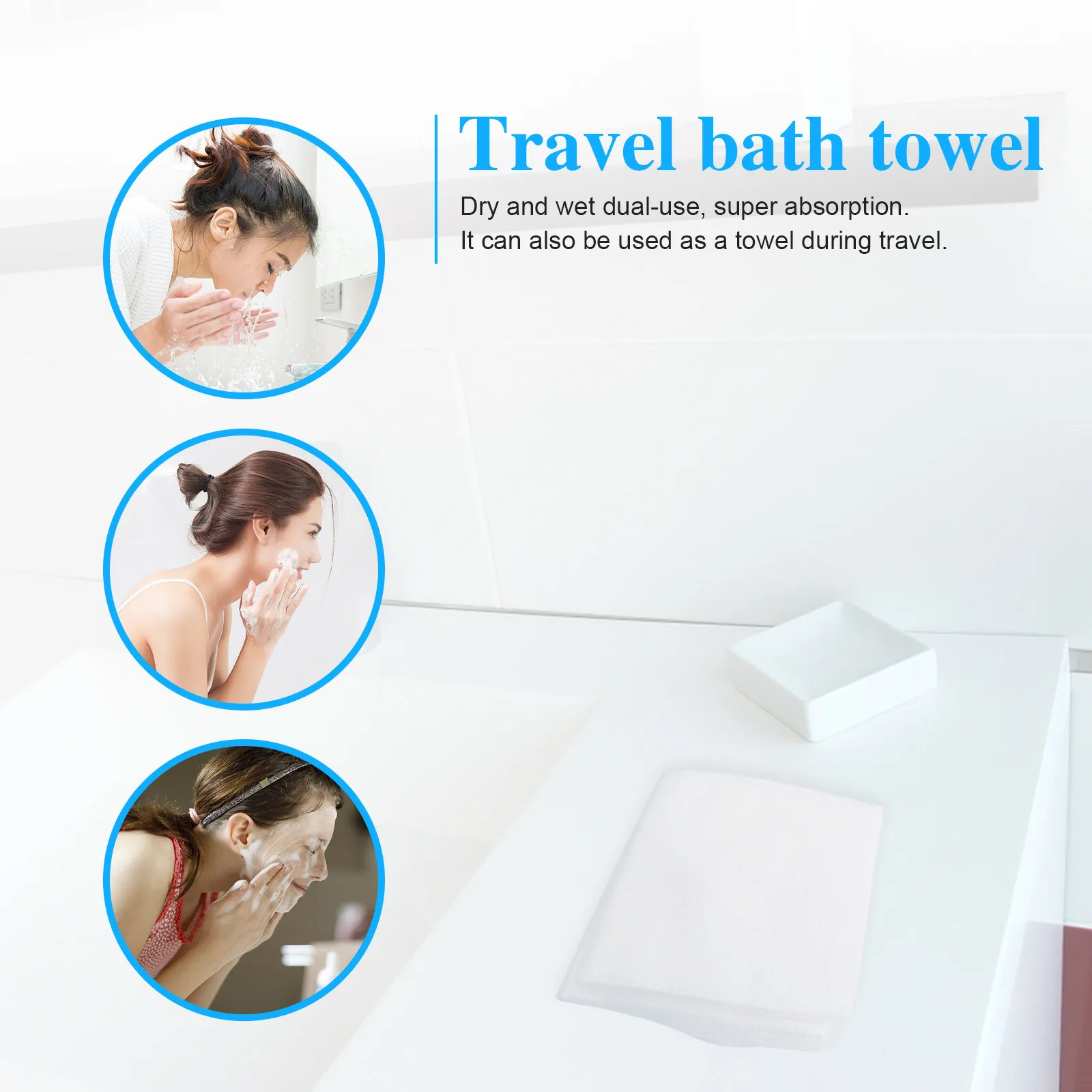1Set Disposable Towel Set High Absorption No Residue Strong Toughness Portable for Travel Outdoor Bath Hotel Home Use