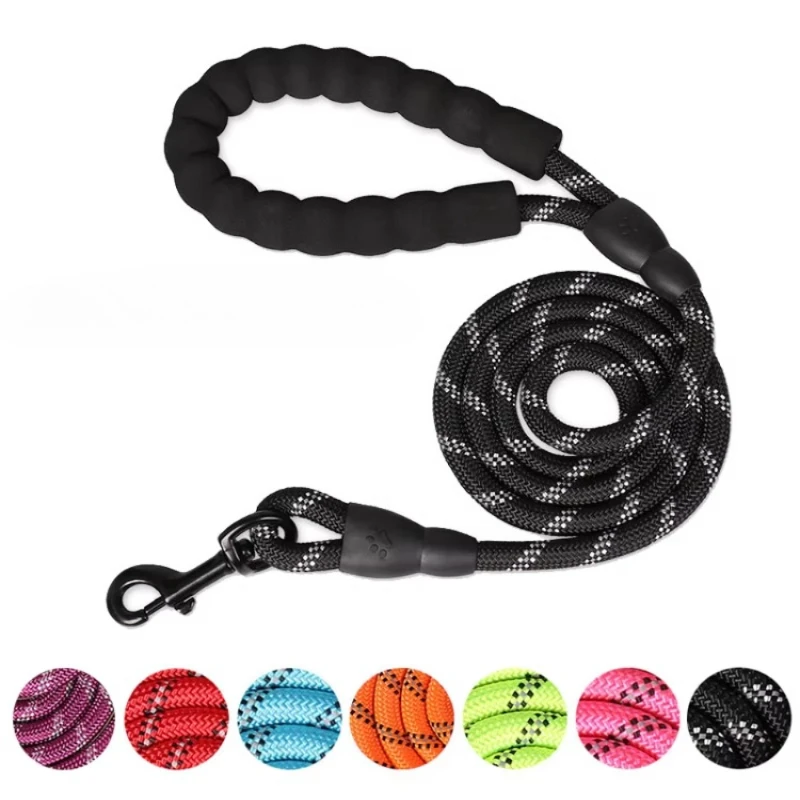 Laisse pour chien robuste, réfléchissante, pour chiens de grande et petite taille, corde de promenade pour chien, laisse en nylon résistante aux explosions et à l'usure
