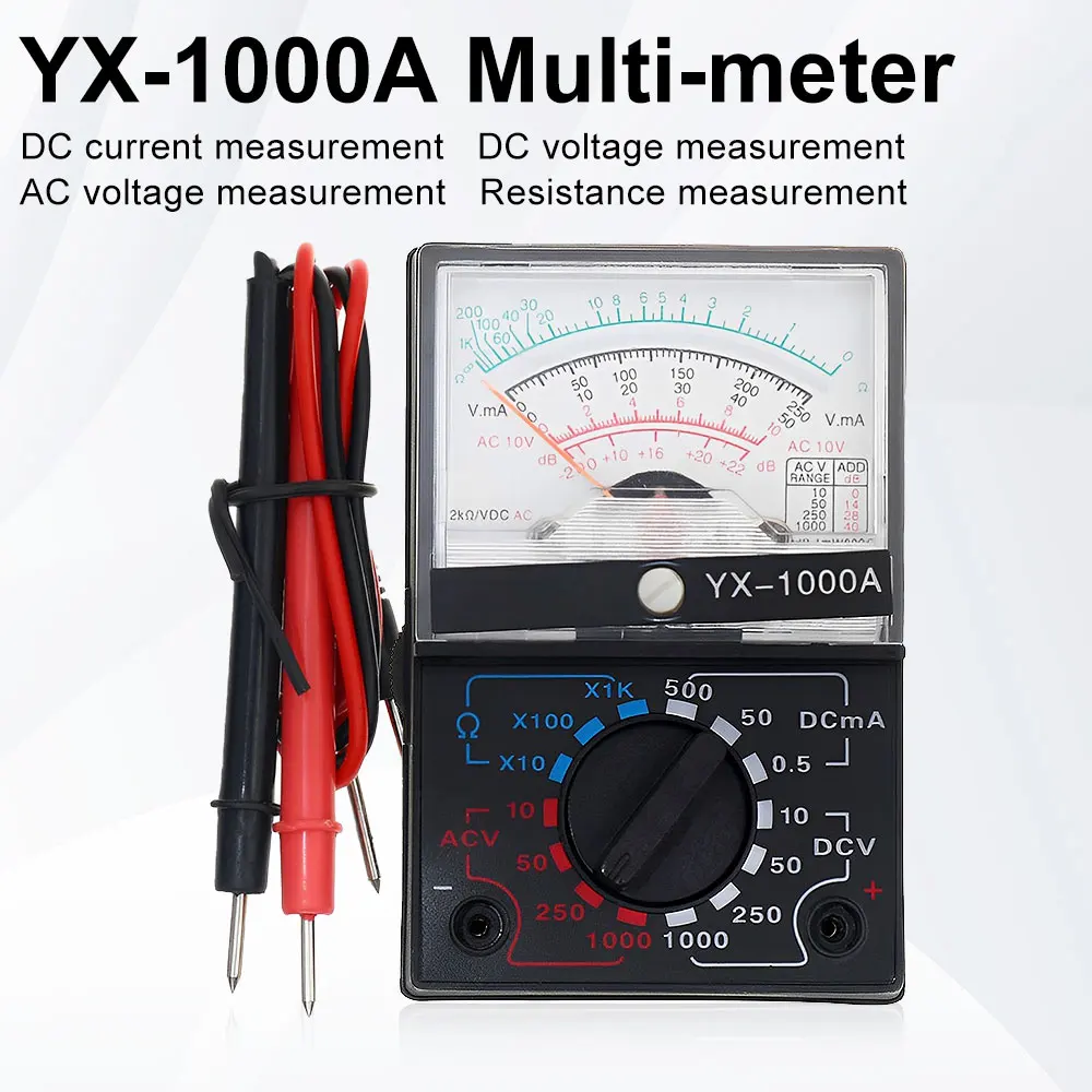 YX-1000A Analog Multimeter AC/DC Pointer Multimeter High Accuracy Analog Multimeter Voltage Current Pointer Multimeter Tester