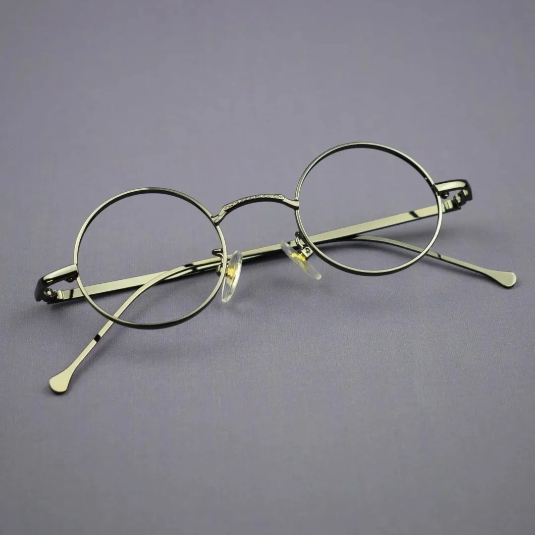 Vintage 40mm Small Round Metal Full Rim Reading Glasses +25 +50 +75 +100 +125 +150 +175 +200 +225 +250 +275 +300 +325 +350 +6