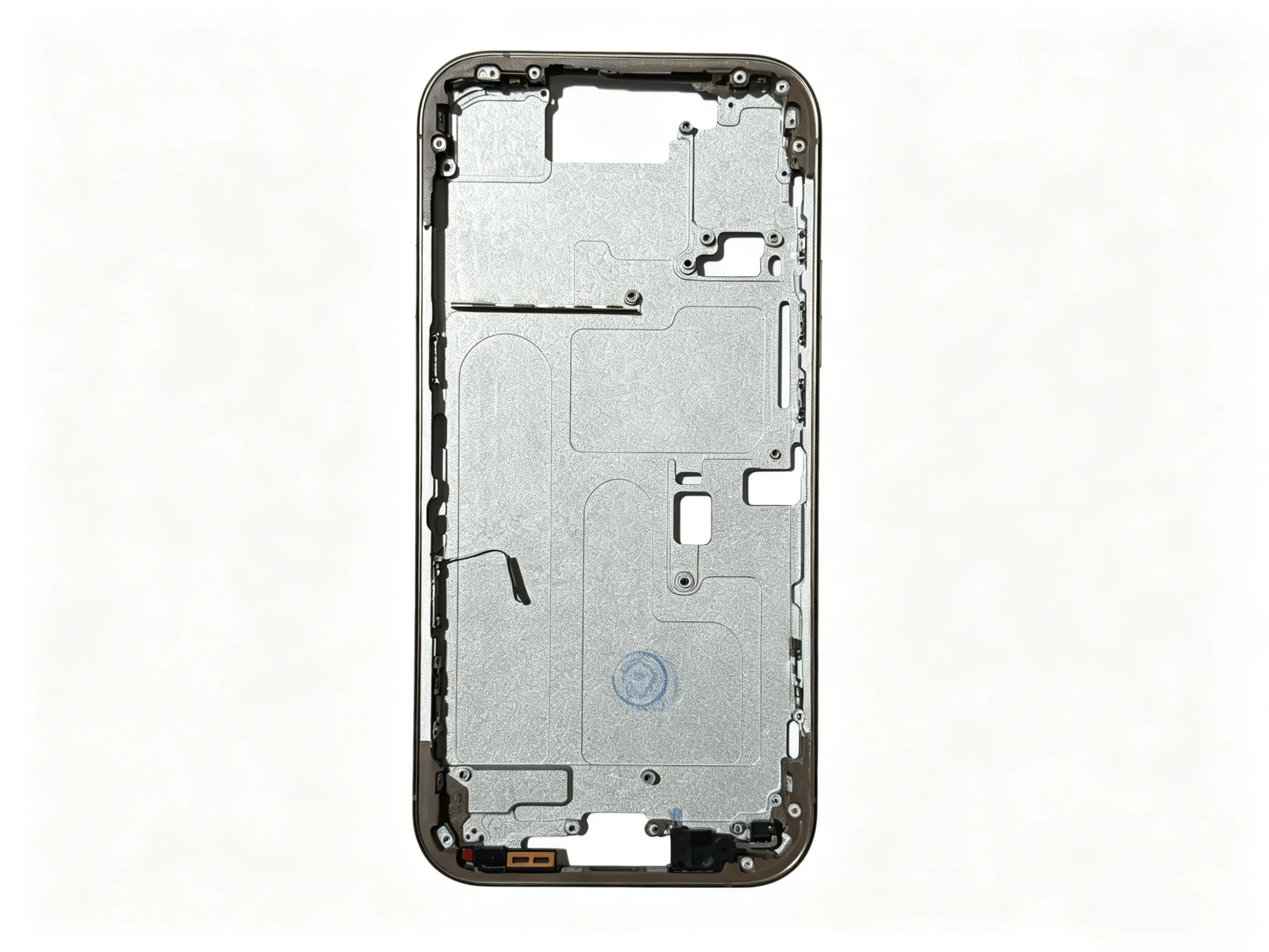 Whole sale 16 pro frame for iphone,with camera button,not pop window,with buttons and sim tray,with mesh,not include back glass