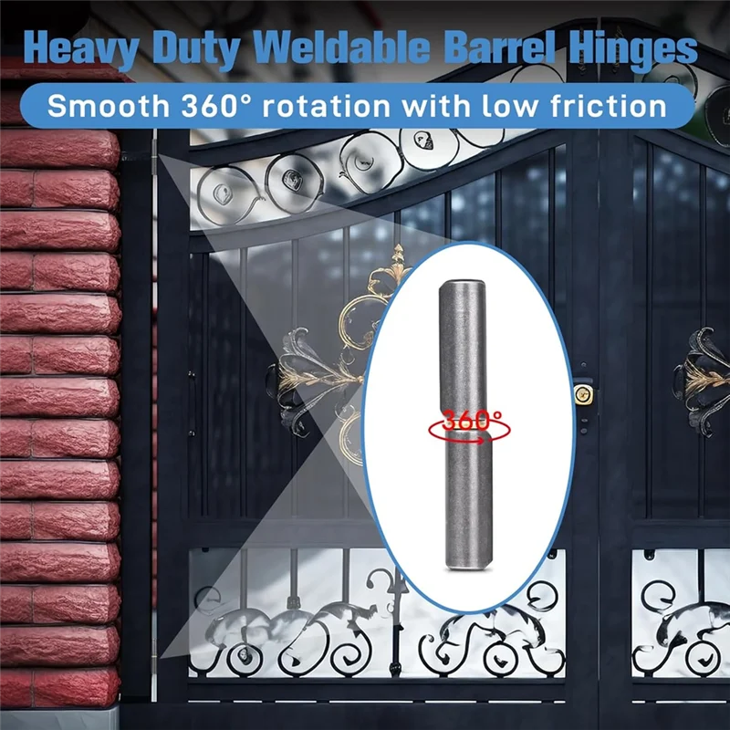 

HRBAJ-Detachable Barrel Door Hinges, 20 Pack Carbon Steel Weld On Barrel Hinges For Swing Door, Weldable Barrel Gate Hinges