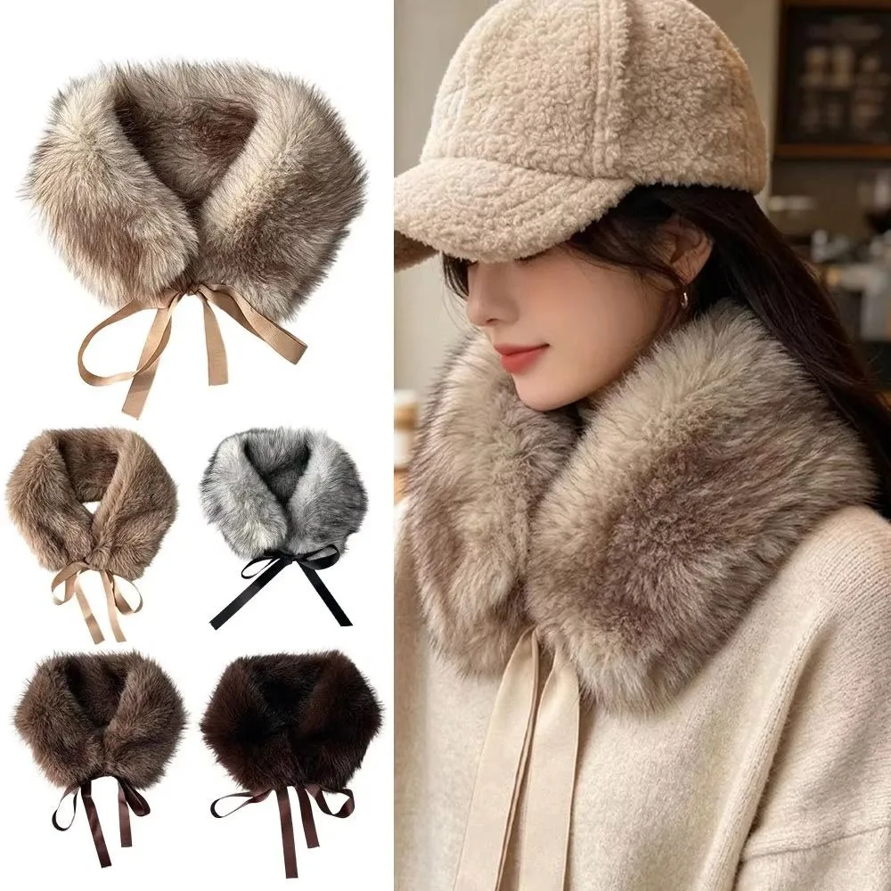 Elegant Thick Faux Fur Scarf Neck Warmer Warm Fluffy Collar Washable Thermal Insulation Winter Scarf Holiday Gifting