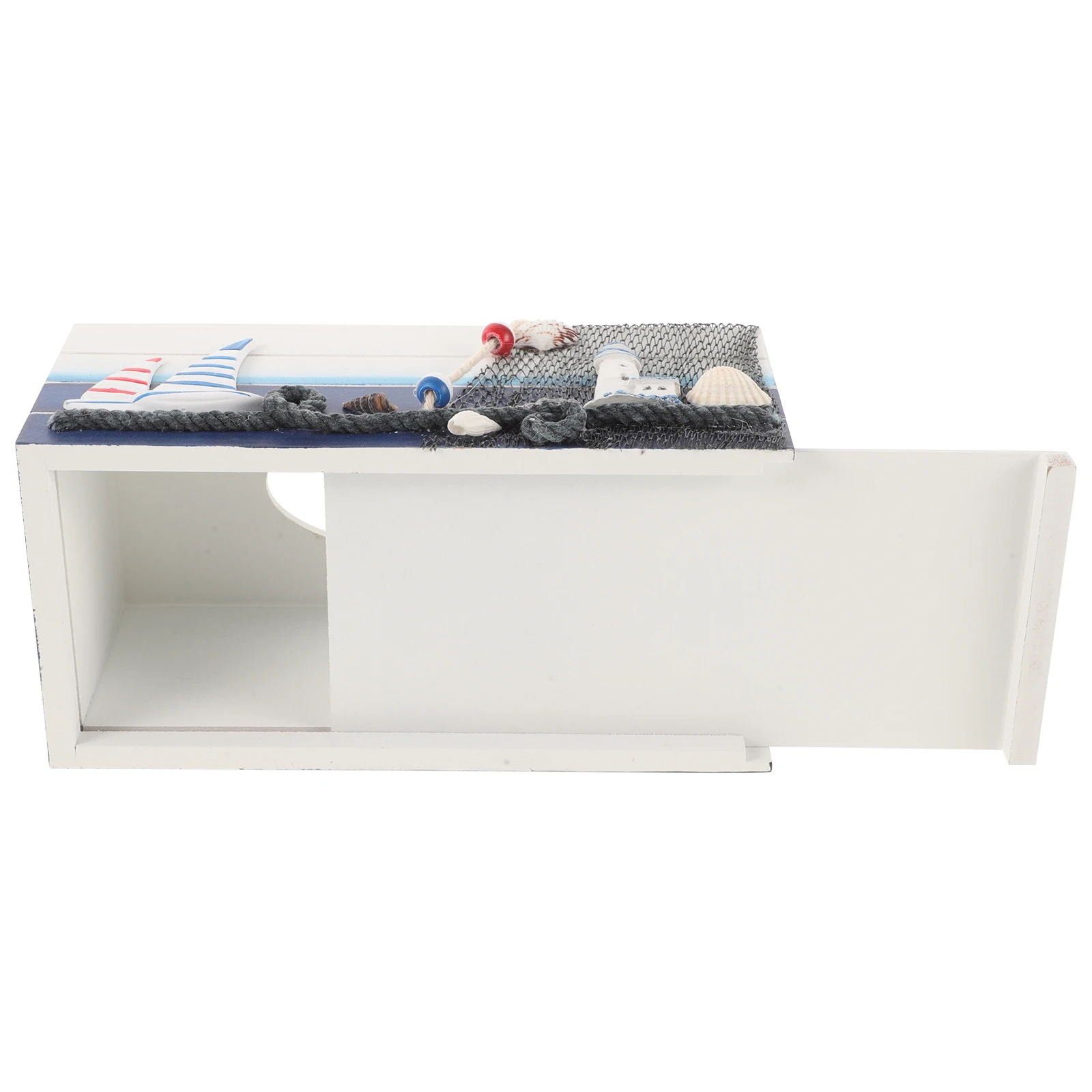 

1pc Wooden Decorative Tissue Box Storage Organizer Home Office Desktop Mediterranean Style Tissue Holder Case Container