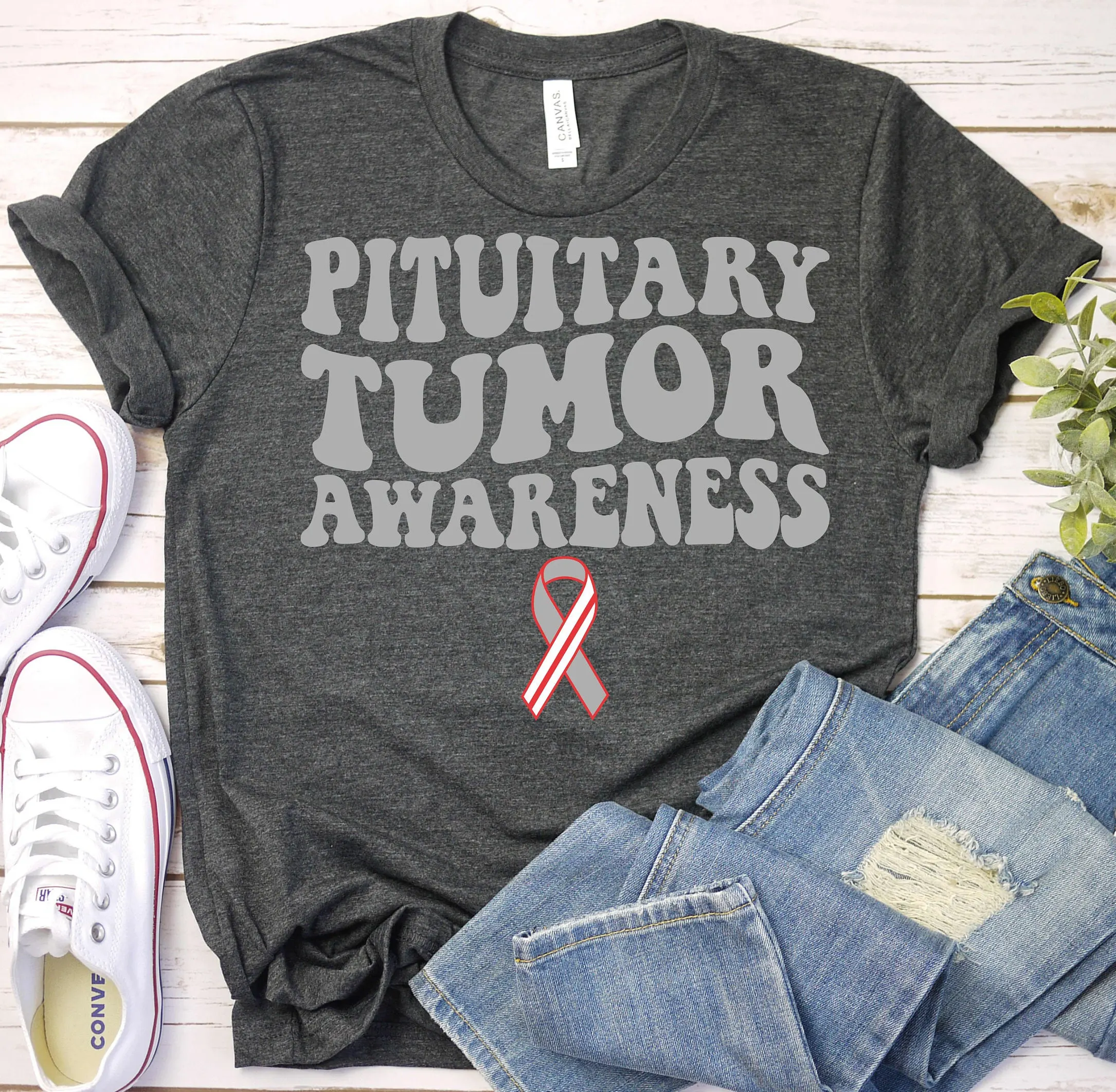 Pituitary Tumor Awareness T Shirt Retro Brain Survivor Cancer