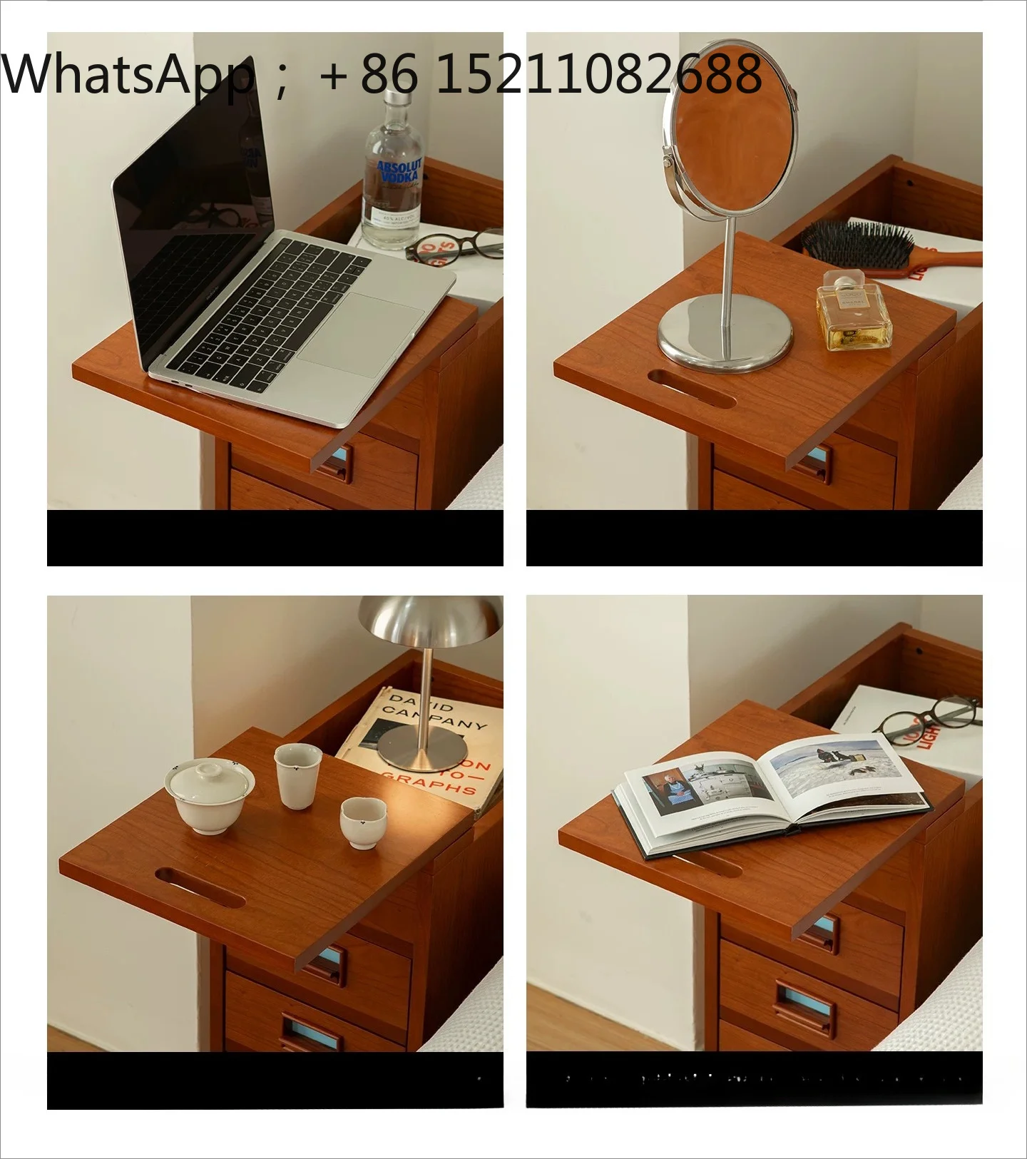 SCY Home Furnishing Extremely Narrow Bedside Table Movable Crack Cabinet Solid Wood Drawer Cabinet Sofa Edge