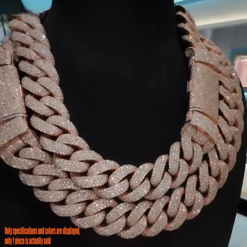 Customized rotatable button head 22mm bubble large Miami Cuban chain Mo necklace, ice crystal inlaid VVS necklace, gift