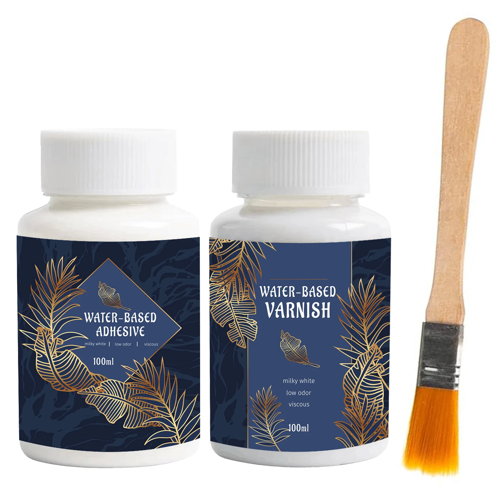 Kit de vernis adhésif acrylique artisanal en feuille d'or de 100ML, colle métallique à base d'eau avec brosse pour l'artisanat, la douleur
